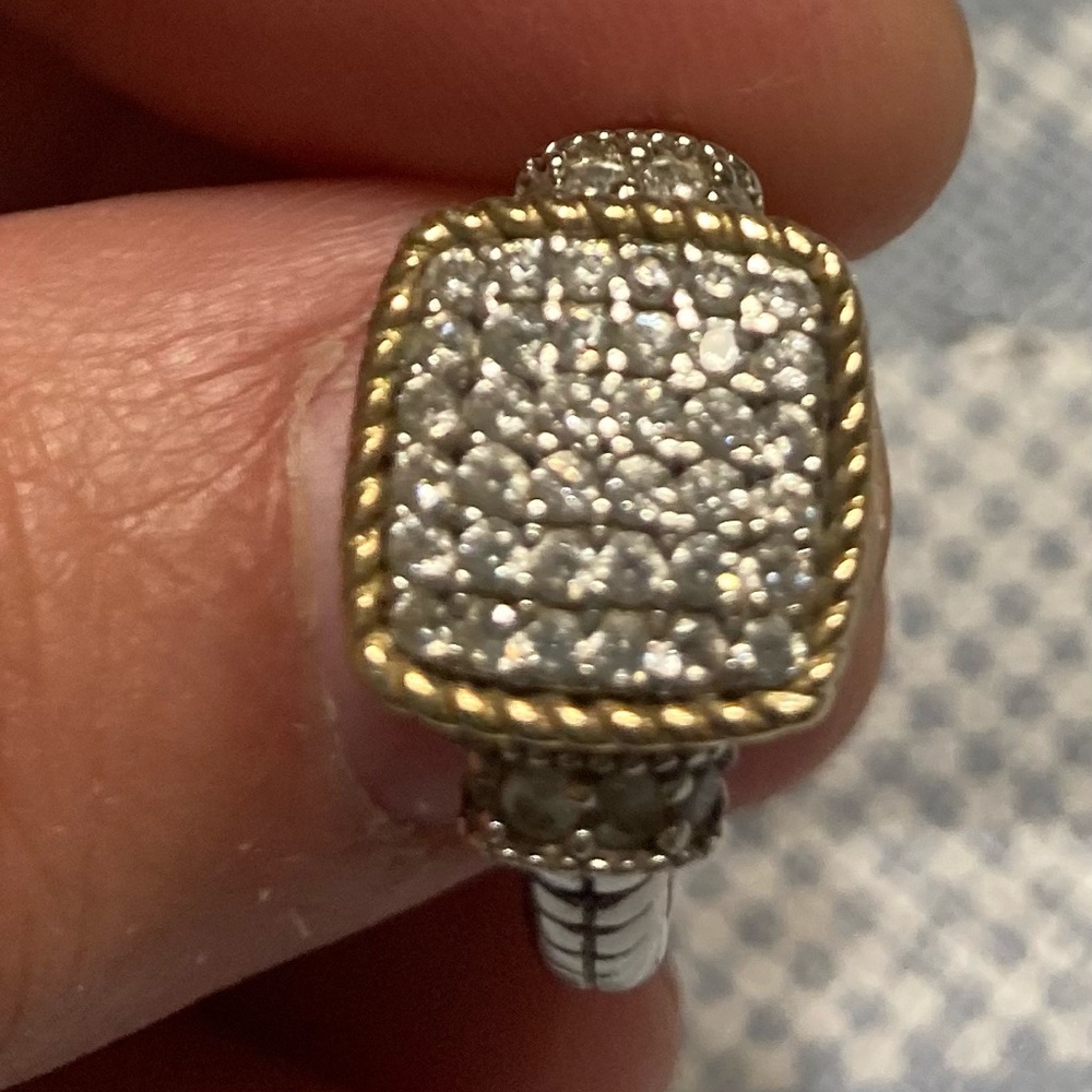 Sterling Silver Ring w/14k embellishments/pave cubics